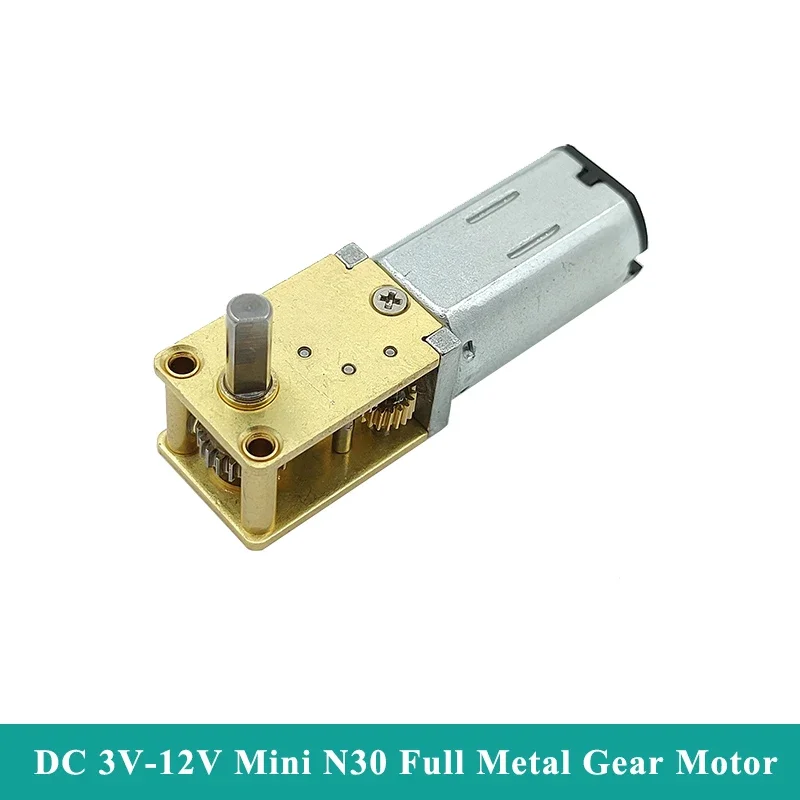 

Mini N30 Full Metal Gearbox Gear Motor DC 3V-12V 135RPM-580RPM Slow Speed Large Torque Reduction Motor Right Angle D-shaft Robot