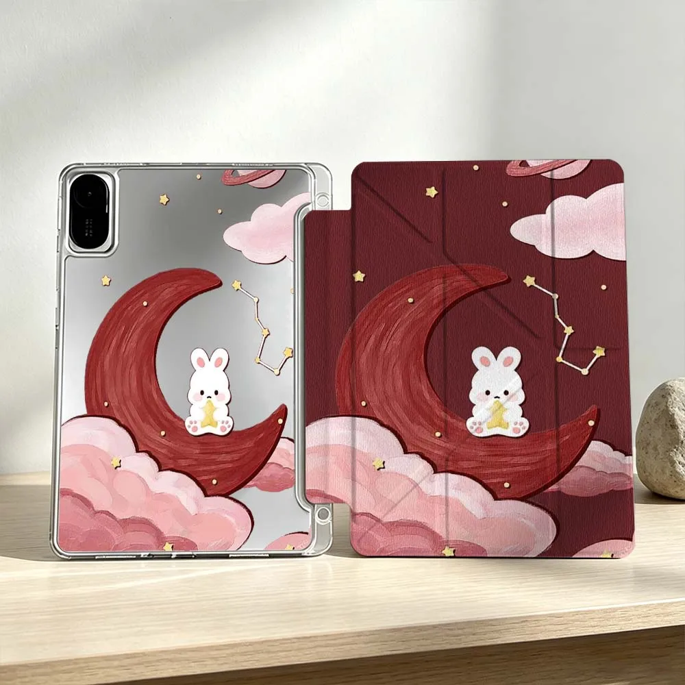 

Moon Rabbit Pattern For Xiaomi Mi Pad 8 7 6 5 Pro Redmi Pad SE 2 Poco Pad Foldable 3Y Tablet Case Soft