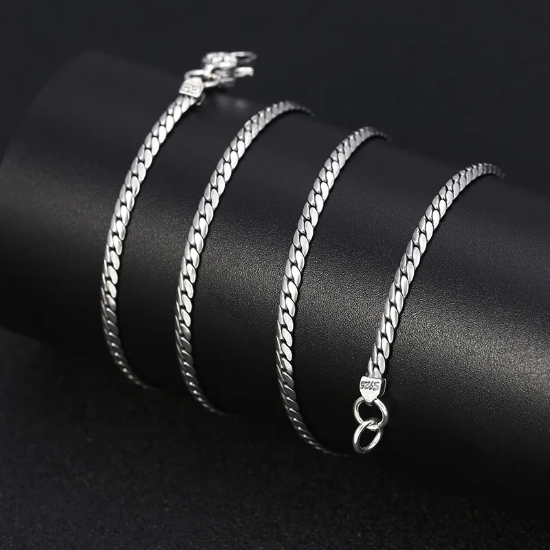 

S925 sterling silver retromen clavicle chain stylish 3mm vajra horse whip rope men necklace