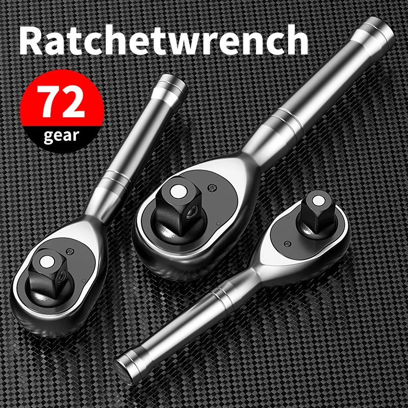 Compact Dual-Size 72-Tooth Ratchet Wrench with Short Handle - Fast, Efficient Auto Repair Tool