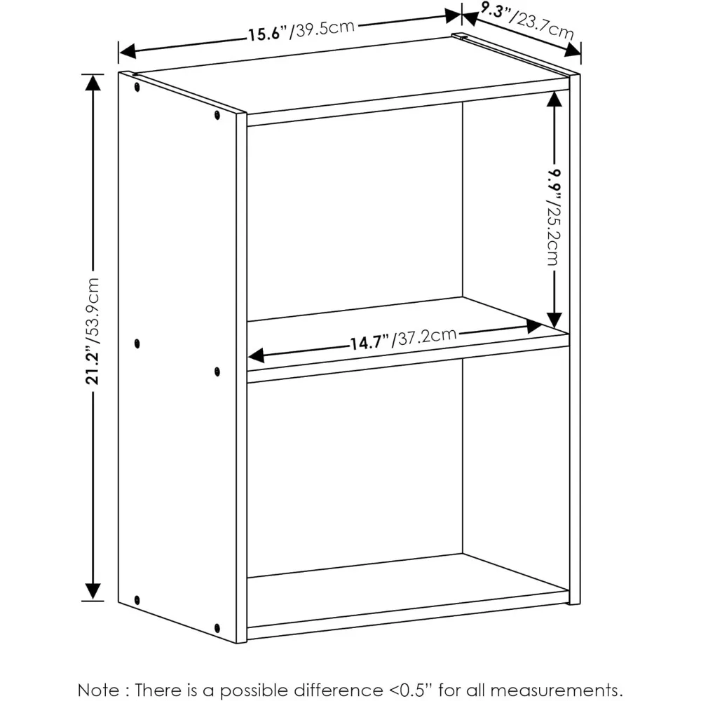 2-Tier White Bookcase Storage Shelf for Books Display Organizer Durable Wood Furniture