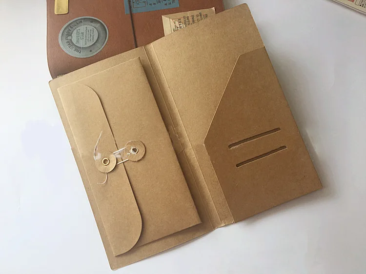 Tas Penyimpanan Kertas Kraft 2-in-1 Tempat Kartu Nama Buku Catatan Perjalanan Aksesoris Buku Catatan TN