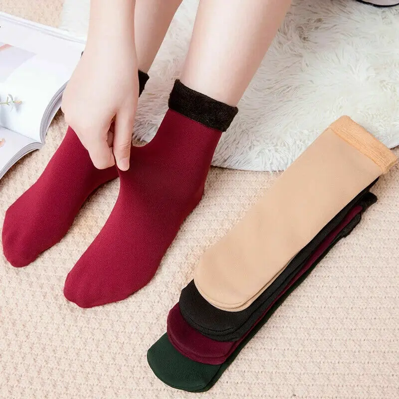 1pairs Women Winter Thicken Warm Short Socks Thermal Cashmere Wool Socks Nylon Snow Velvet Boots Home Floor Calcetines Mujer