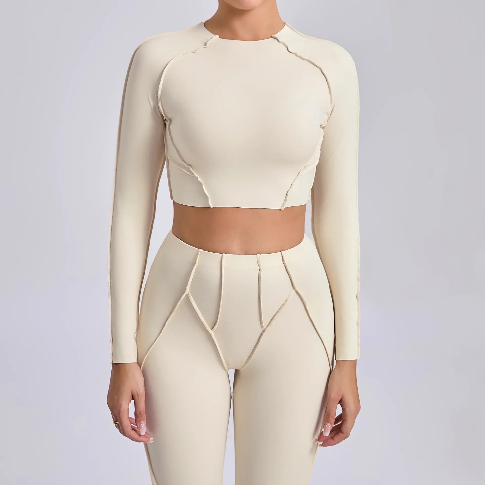 

Seamless Yoga Shirts Sports Fitness Tight Quick-drying Long-Sleeved Yoga T-shirt Dance Running Workout Gym Sports Tops for Women