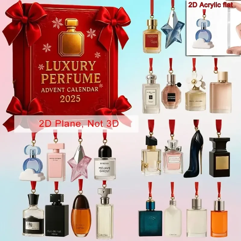 Luxury Perfume Advent Calendar 24 Days Countdown Calendar Blind Box 2D Acrylic Pendant Christmas Gifts Excluding Perfume Liquid