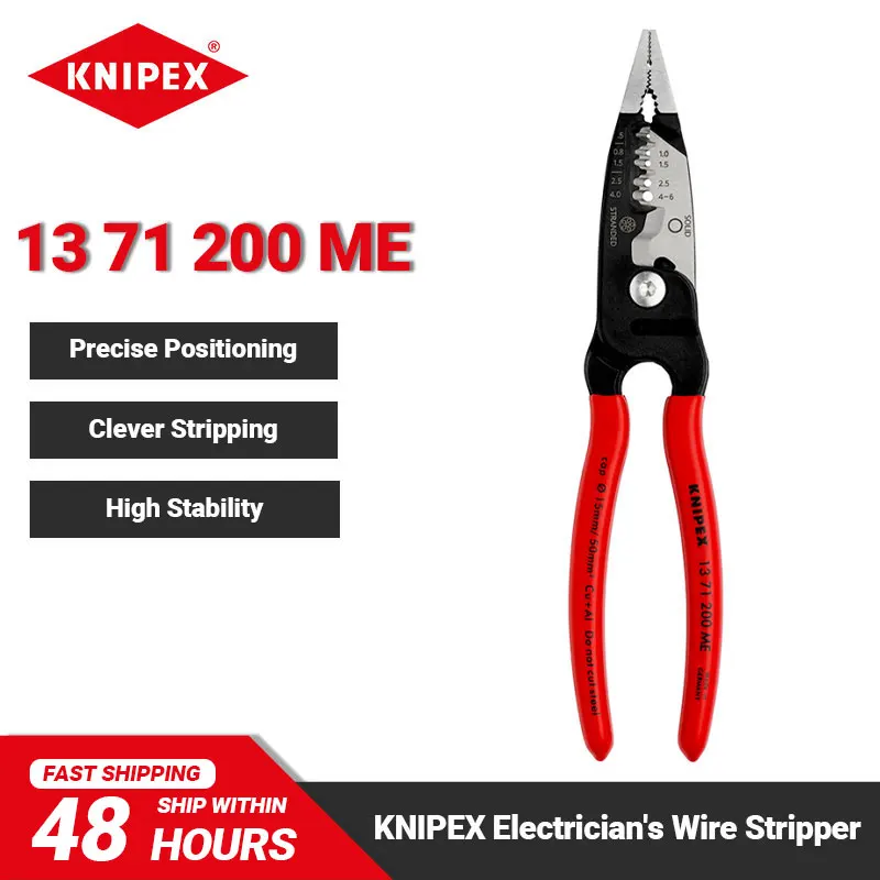 

KNIPEX 13 71 200 ME Wire Stripper 8 Inch Multifunction Electrician's Pliers Wide Cross-Hatched Gripping Surfaces for Twisting