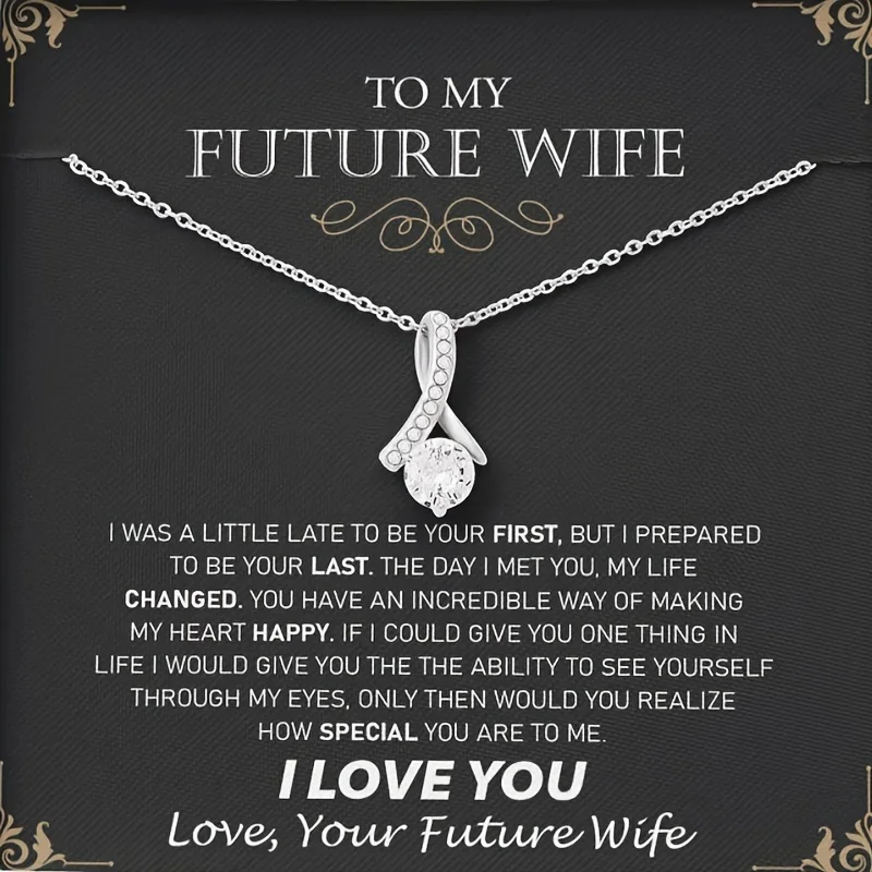 Necklace - Perfect Engagement, Birthday or Valentine's Day Gift for Your Future Wife or Girlfriend - Set with Zirconia