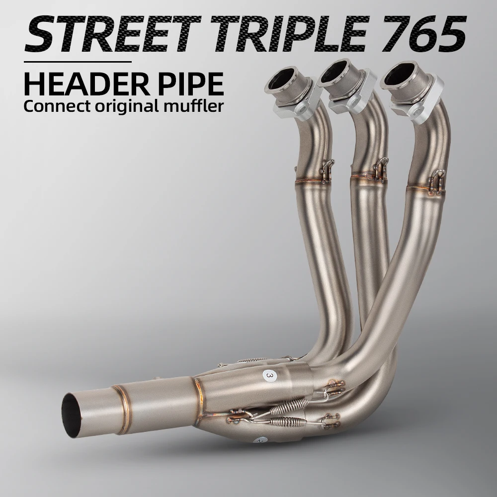 For Triumph Street Triple 765 Motorcycle Exhaust System Modified Header Front Middle Link Pipe Connect 51mm or Original Muffler