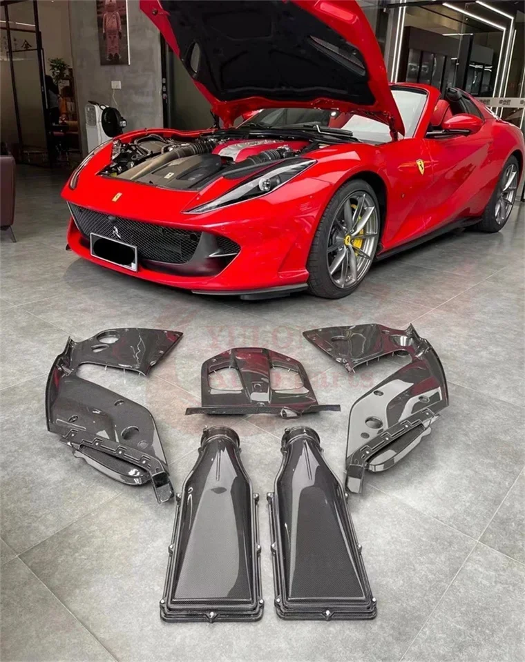 5PCS Dry Carbon Fiber Front Bumper Engine Guard Air Vent Wind Knife Cover For Ferrari 812 2017 2018 2019 2020 2021