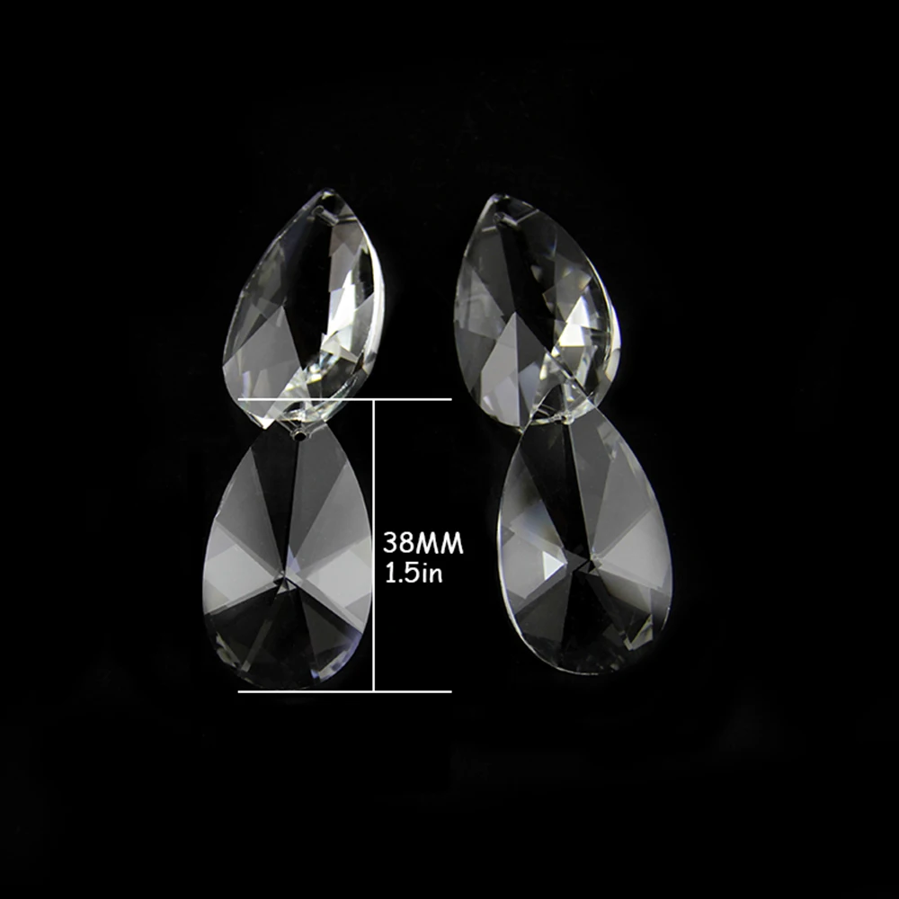 

38mm 50mm 63mm 76mm K9 Crystal Clear Pear Shape Chandelier Pendants Glass Suncatcher Prism Hanging Trimming Part Home Wedding