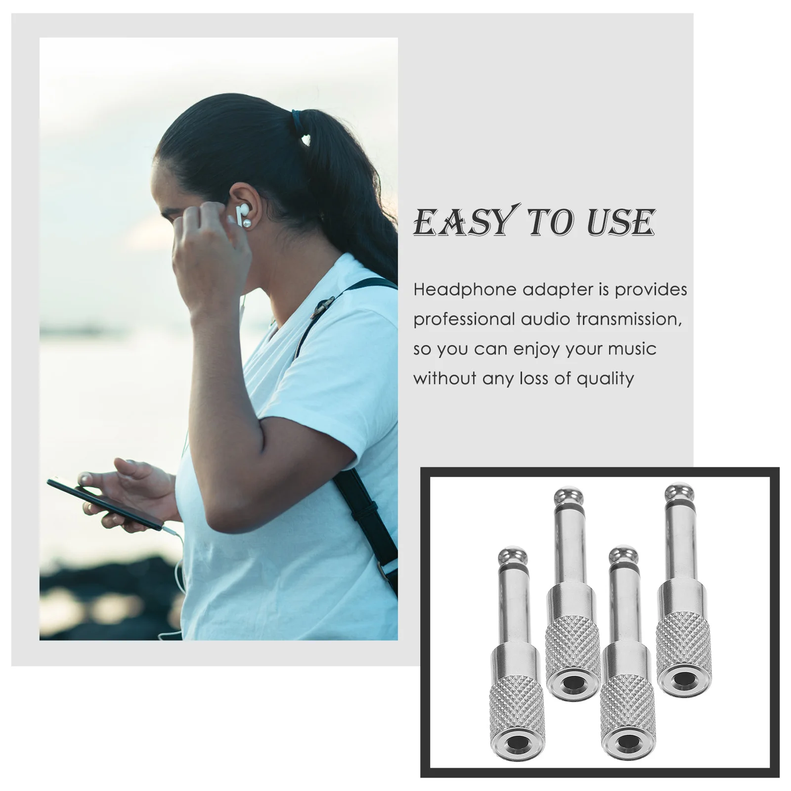 4 قطعة محول مرفاع سماعة الرأس سبائك الزنك 6.5 مللي متر إلى 3.5 مللي متر ستيريو موصل الصوت للهواتف الذكية أقراص أجهزة الكمبيوتر المحمولة التوصيل والتشغيل #5