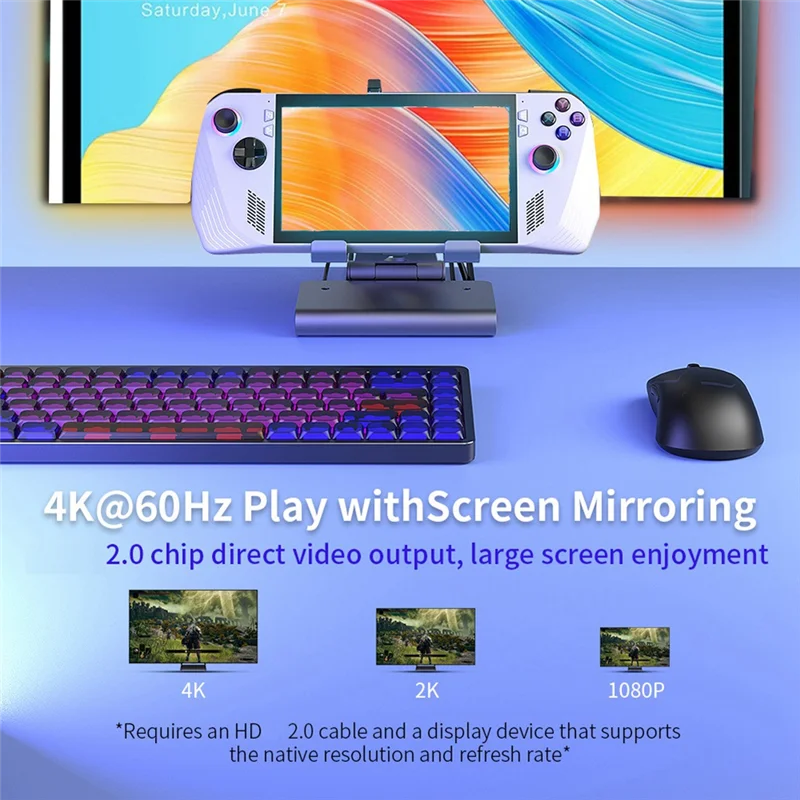 

6 In 1 RGB Dual Fans Docking Station For ROG ALLY Steamdeck Game Console Dock Adjustable Height Dock Bracket