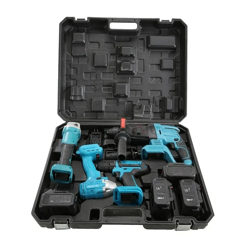 

New lithium battery impact drill angle grinder electric drill wrench four-piece set, brushless lithium power tool