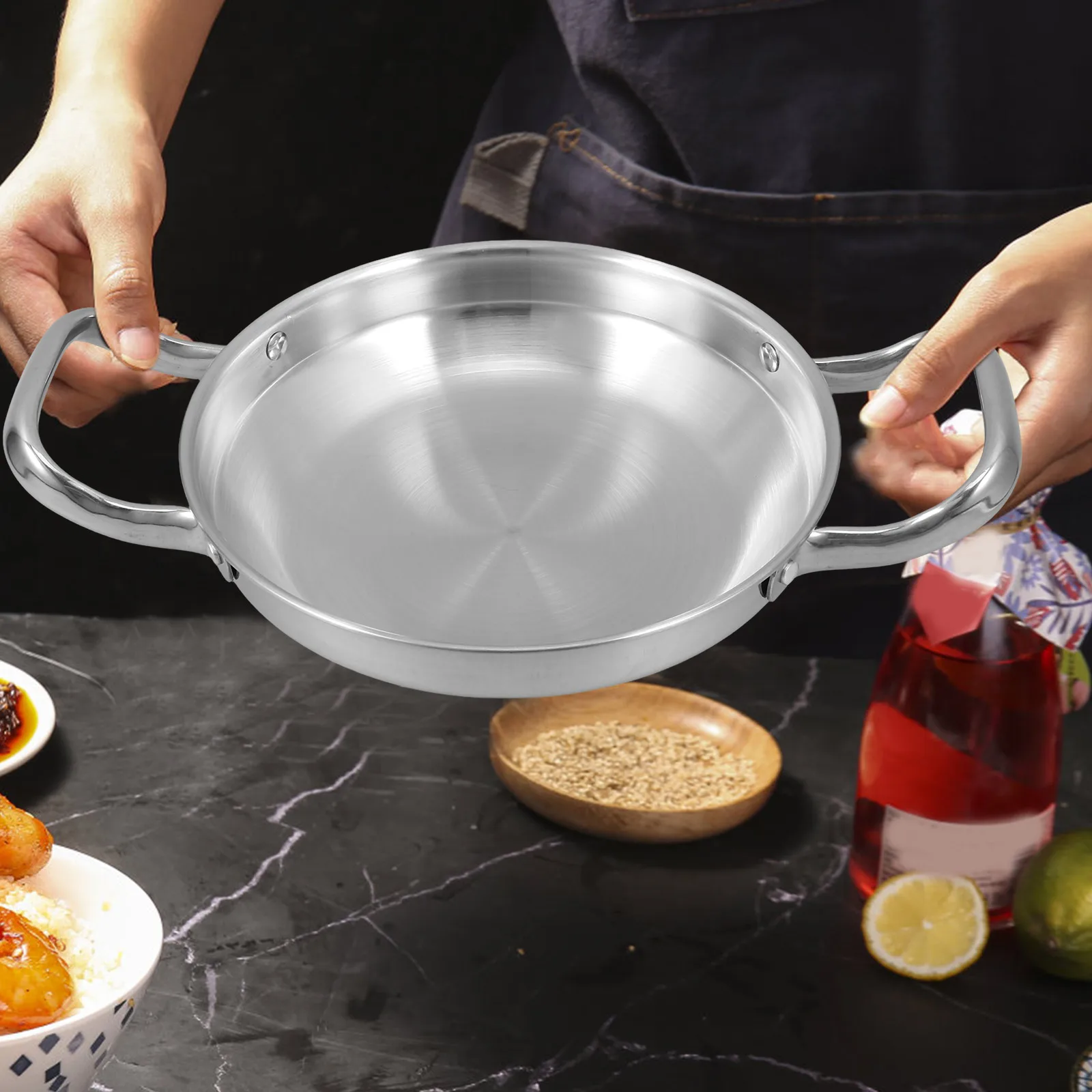 

Stainless Steel Seafood Cooking Pot Small Double Handles Korean Ramen Soup Pot for Kitchen Use Korean Pots for Cooking