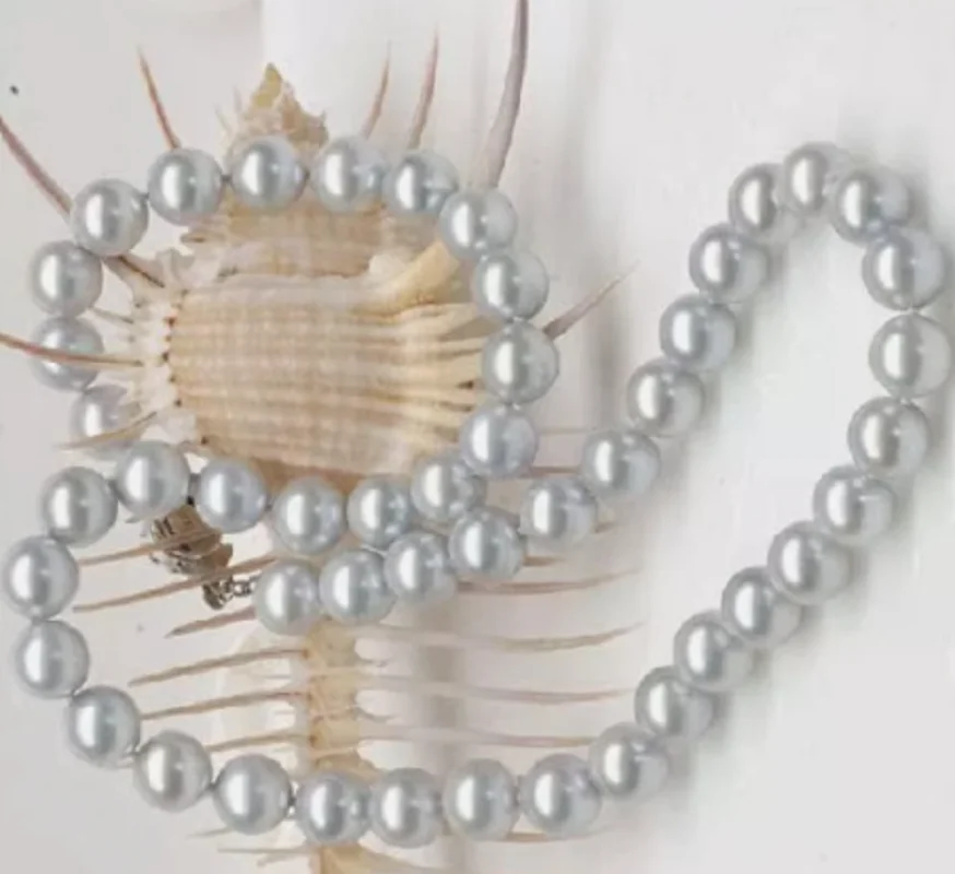 Rare! AAA+9-10mm Gray Akoya South Sea Pearl Necklace  \