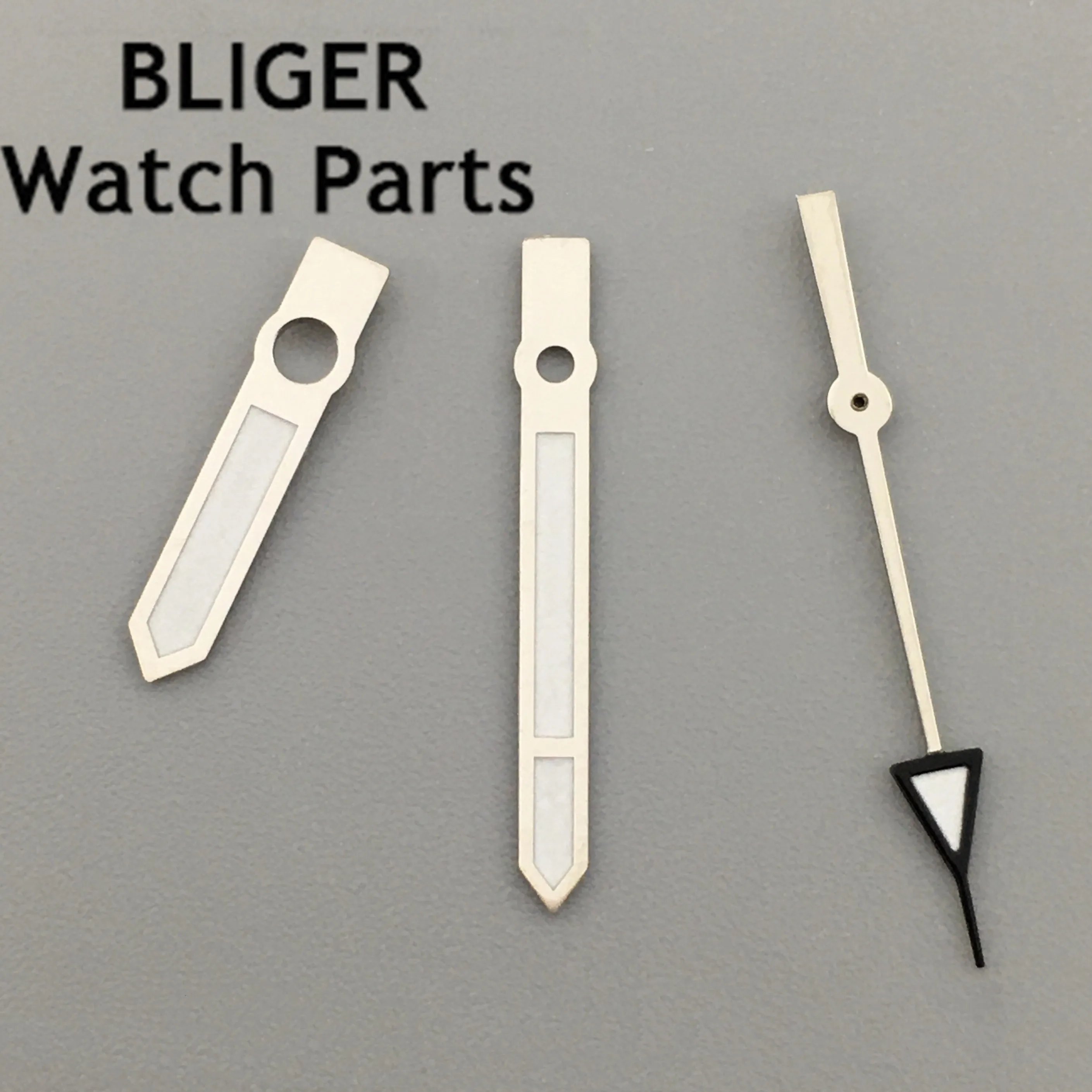 BLIGER silver black watch hands green luminous hands fit NH35 NH36 Mingzhu DG2813 3804 movement