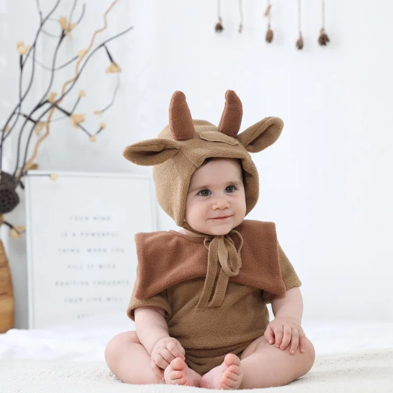 2024 New Studio Photography Clothing Newborn Baby Photography Clothing Triangle Climbing Clothing Animal Cow Styling Clothing