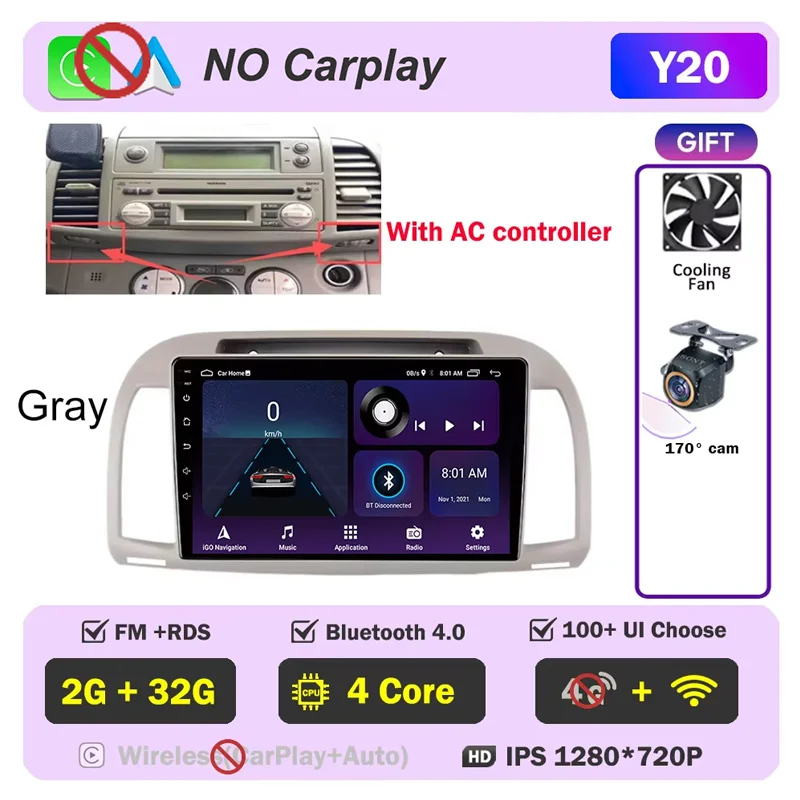 Carplay Android Autoradio Voor Nissan March Micra K12 2002-2010 Auto GPS Navigatie Head Unit Stereo 4G WIFI multimedia Draadloos