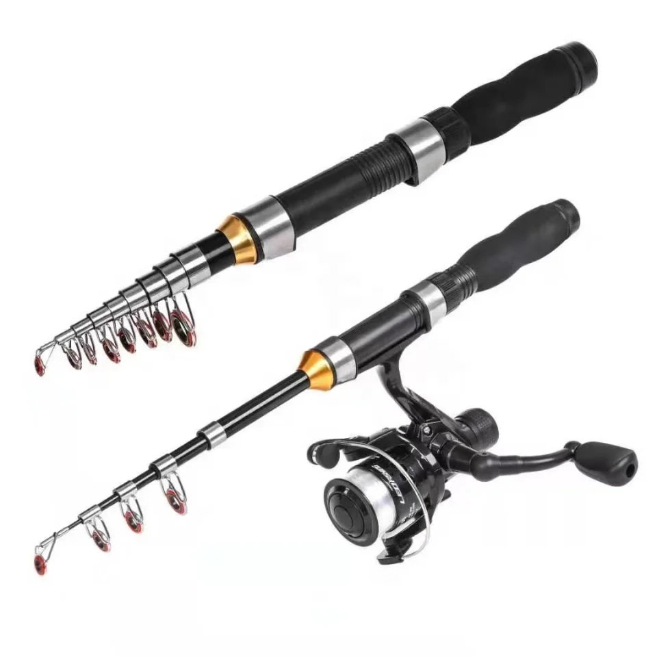 Portable Collapsible Ultralight Trout Fishing Kit, Telescopic Spinning Rod and Reel Combo