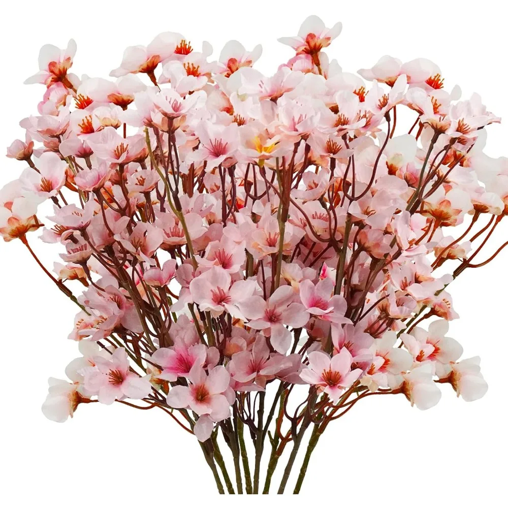 

8Pcs Artificial Cherry Blossom Flowers, Silk Cherry Blossom Branches, Fake Plum Blossom Flowers Arrangement for DIY Home Wedding