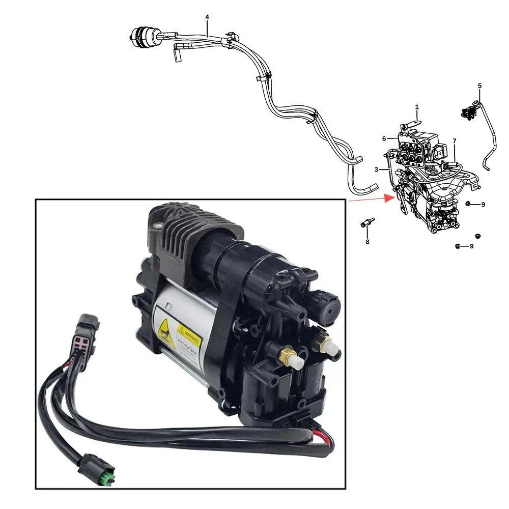 1x Air Suspension Compressor Pump For Jeep Grand Cherokee WK2 2011-2016 Dodge Ram 1500 2013-2016, OEM 68041137AE Car Accessories