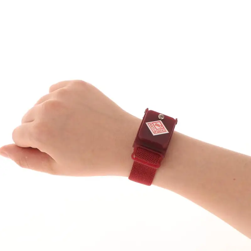 Adjustable ESD Wrist Strap Discharge Cables For Electrician IC PLCC Worker Corded/Cordless Rose Red Anti Static Wristband