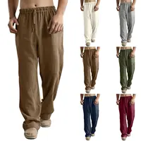 Men's Cotton Linen Pants Male Autumn New Breathable Solid Color Linen Trousers Fitness Streetwear S-5XL 2