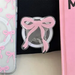 Korea Cute Pink Blue Bowknot Magnetic Holder Grip Tok Griptok Phone Stand Holder Support for IPhone 16 for Pad Magsafe Smart Tok