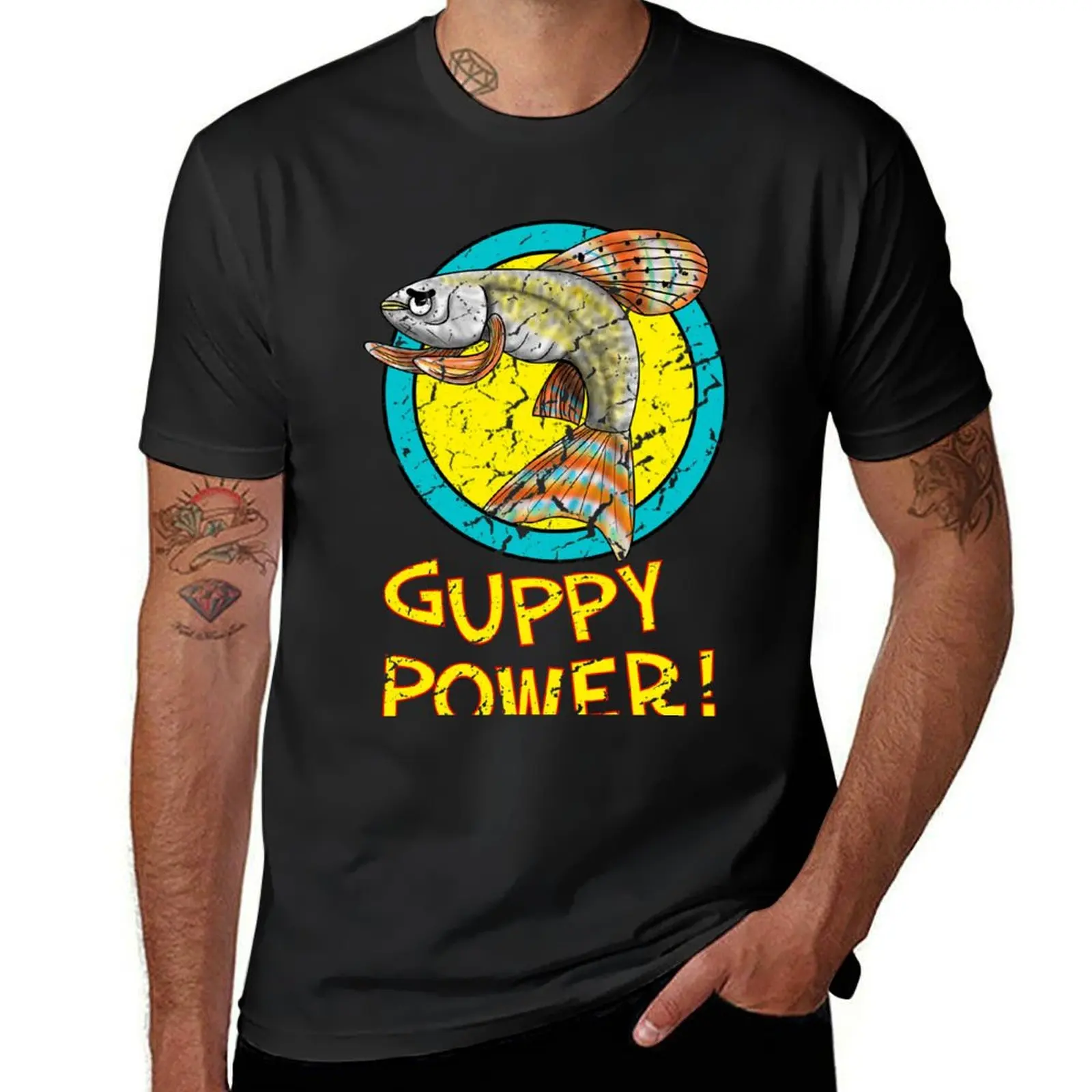 

Guppy Power! T-Shirt summer top sublime customs Men's cotton t-shirt