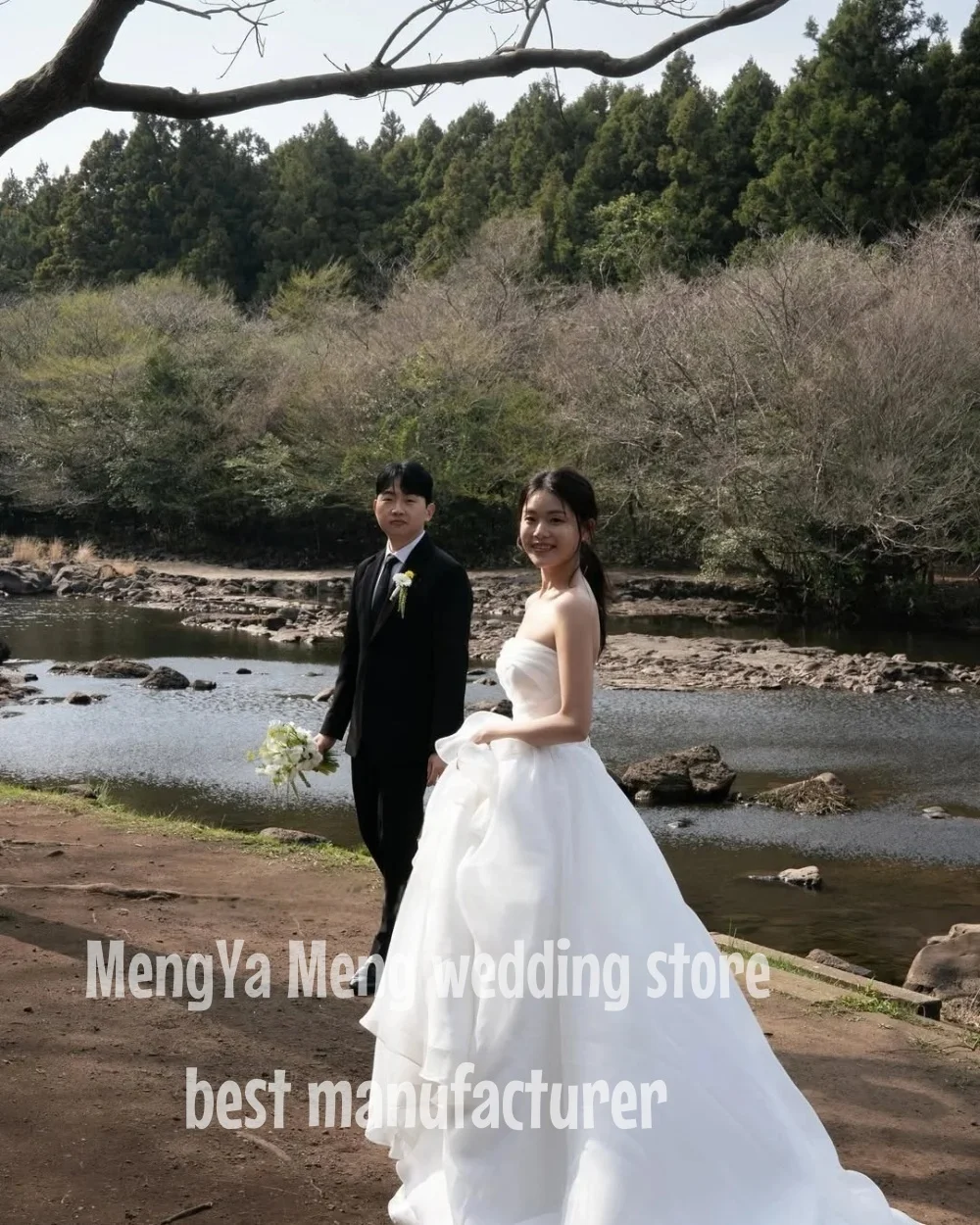 ZHUISHU 2025 Customized Pretty Bride Gowns Plus Size Strapless Korea Princess Wedding Dresses Organza Ivory Sleeveless Ruched