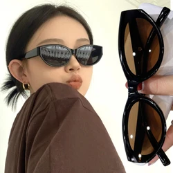 2024 Retro Style Small Oval Sunglasses Women Cat Eye Sunglasses Fashion Colorful Mirror Goggles Punk Sports Sun Glasses Eyewear