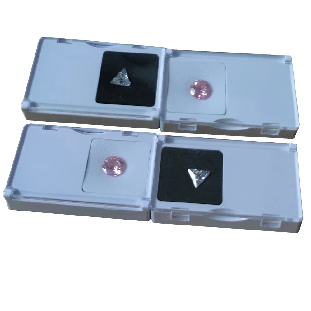 White Gems Jewelry Storage Box Small Diamond Display Clamshell Case 4Pcs Gemstone Zircon Organizer Packaging Gift Boxes