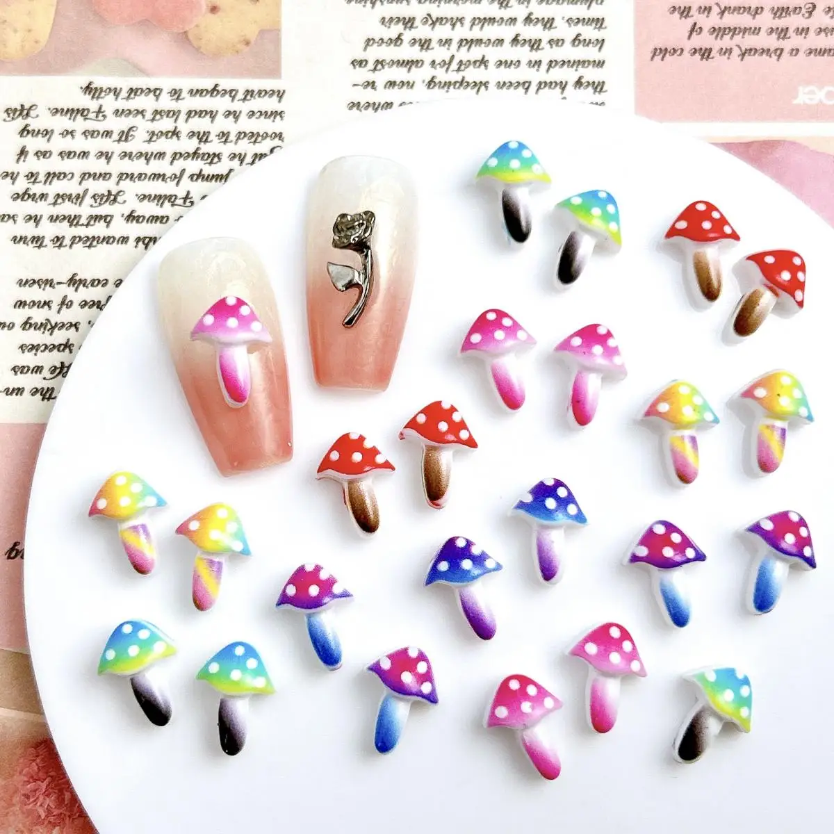 

Random Mixed Colorful Resin Mushroom Nail Charm Dreamy Mini Mushroom Nail Art Decoration Accessories Supplies for Manicure DIY