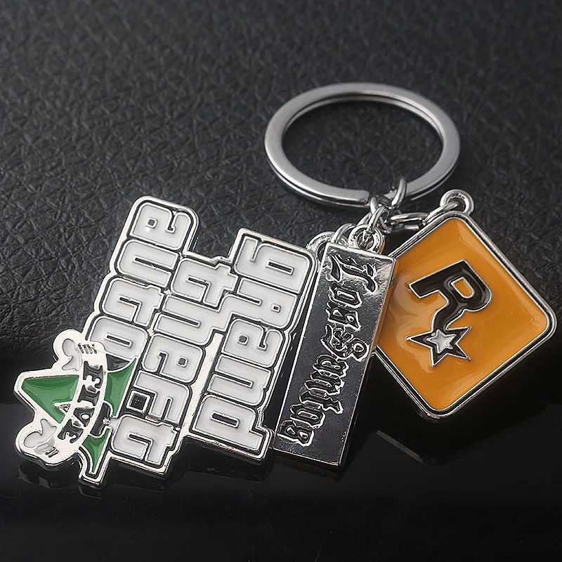 Metal Grand Theft Auto Black Key Chains Necklace Slivery Fashion Jewelry Artistic Attractive Accessories Fantasy Figurines