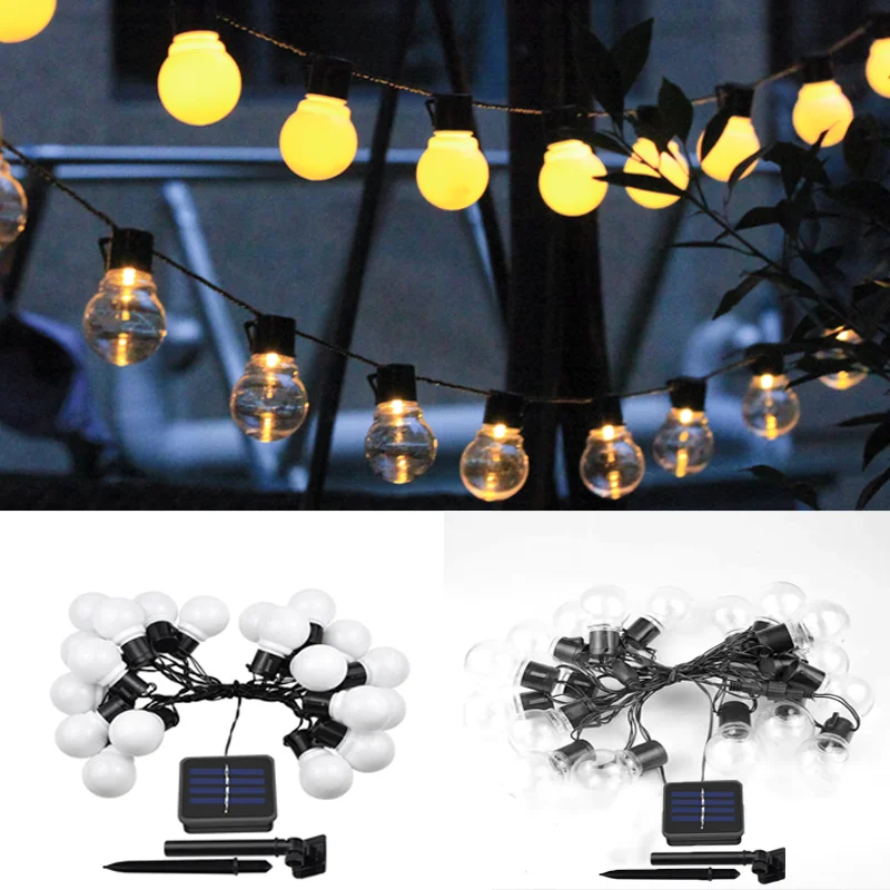 Solar Led Fairy Lights Outdoor Garland Street G50 Bulb String Light For Garden Holiday Christmas Decoration