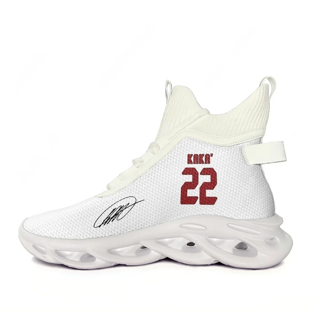 

Kaka No.22 High Top Running Shoes Mens Womens Casual Sneaker Brazil Soccer Star Customized Made Elastic Sole Shoe White