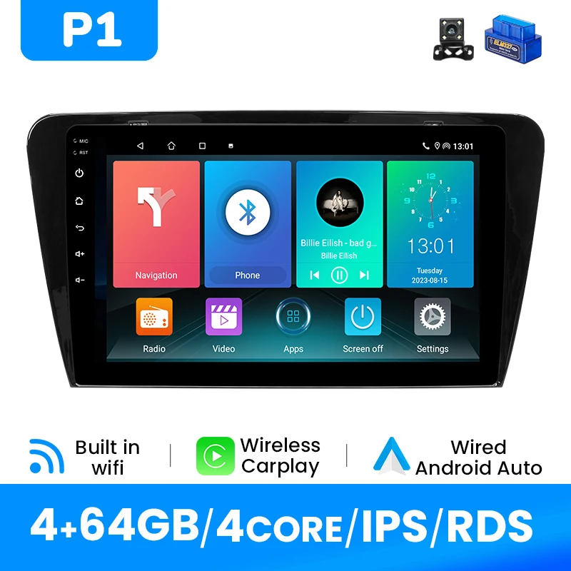 Draadloze Carplay Android 14 Autoradio Speler Voor SKODA Octavia 3 A7 2013-2018 GPS Navigatie IPS Scherm multimedia DSP 4G Wifi