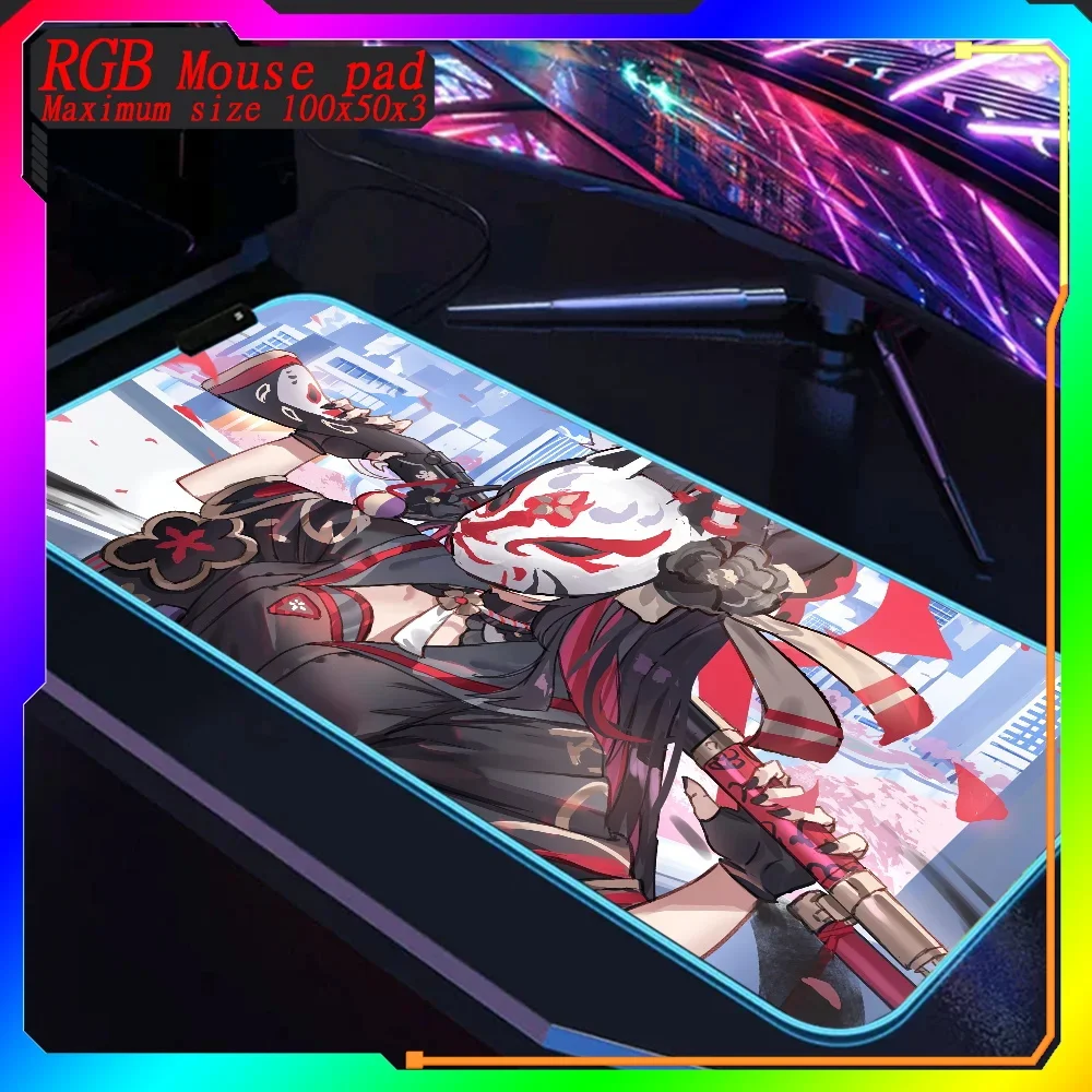 

Large size Azur Lane Kosaka Wakamo HD printing Mouse pad RGB Keyboard Computer Rubber Carpet Backlit Desk Mat 1000x500 Mouse Pad