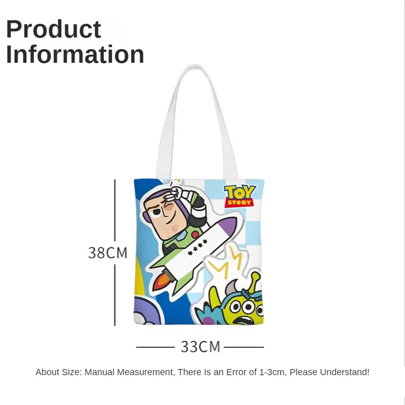 Disney Toy Story Buzz Alien Women Canvas Shoulder Bag Cartoon Print Ladies Shopping Bags Cloth Handbags Tote Books Bag For Girls