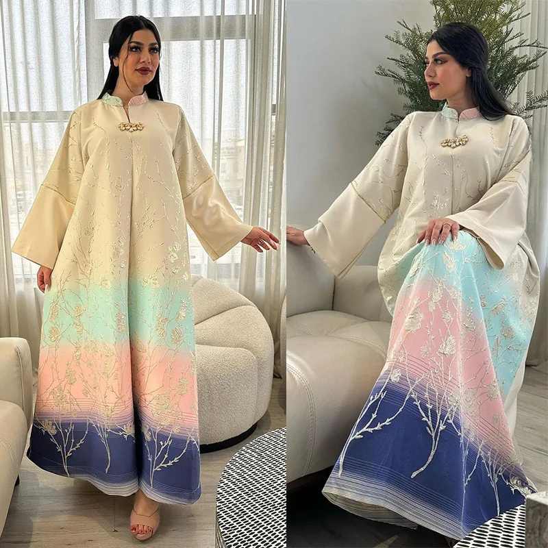 

Ramadan Islamic Middle East Dress Arab Dubai Muslim Dress Luxury Fashion High End Jacquard Fabric Embroidered Gradient Robe