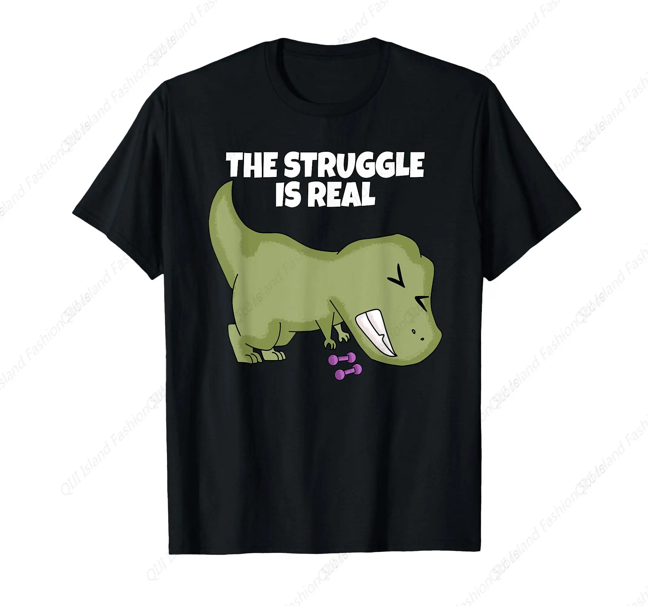 

The Struggle Is Real Weight Lifting Dumbbells T-Rex T Shirt