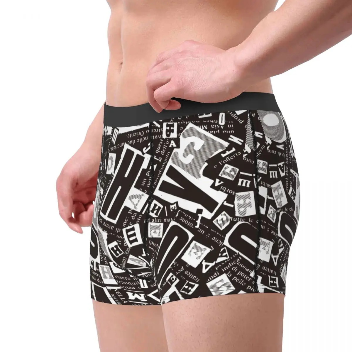 Urban Retro Style Man Underwear Graffiti Letters Boxer Briefs Shorts Panties Funny Soft Underpants for Homme