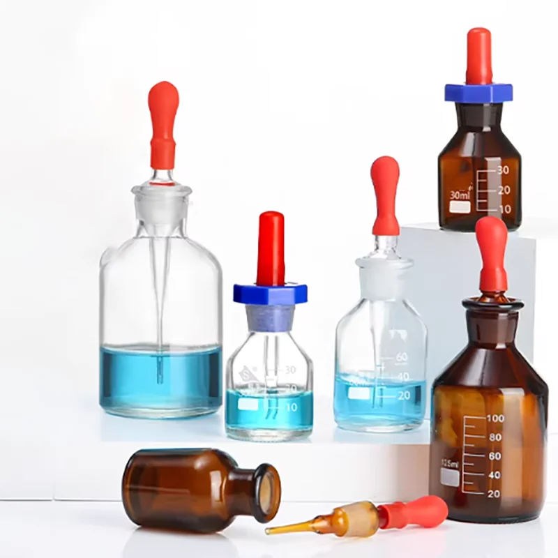10PCS Glass Dropper Laboratory iodophor dropper plastic head dropper buret white brown titrator 60 ml 125 ml