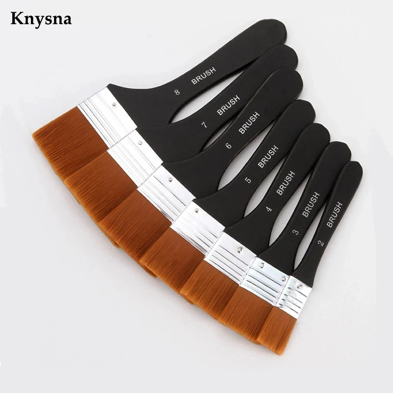 

7pcs Flat Artist Paint Brush Large Wash Brushes Set for Gesso Varnishes Acrylic Watercolor Painting Wood Wall Furniture Cleaner