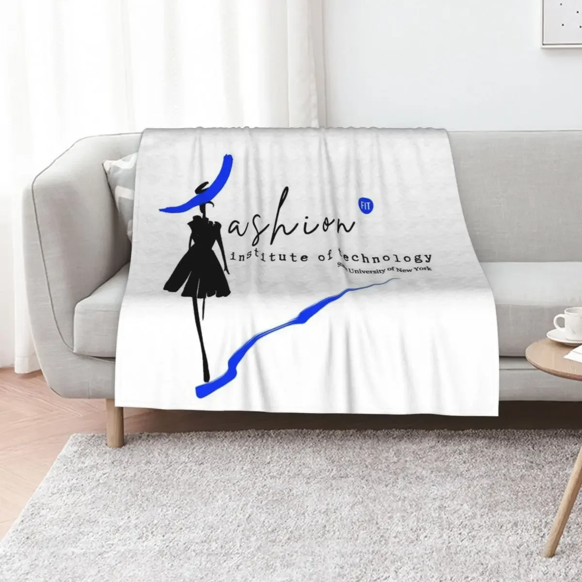 

Fashion Institute of Technology In Black Blue Line Throw Blanket Picnic Comforter Soft Plush Plaid Cute Blankets