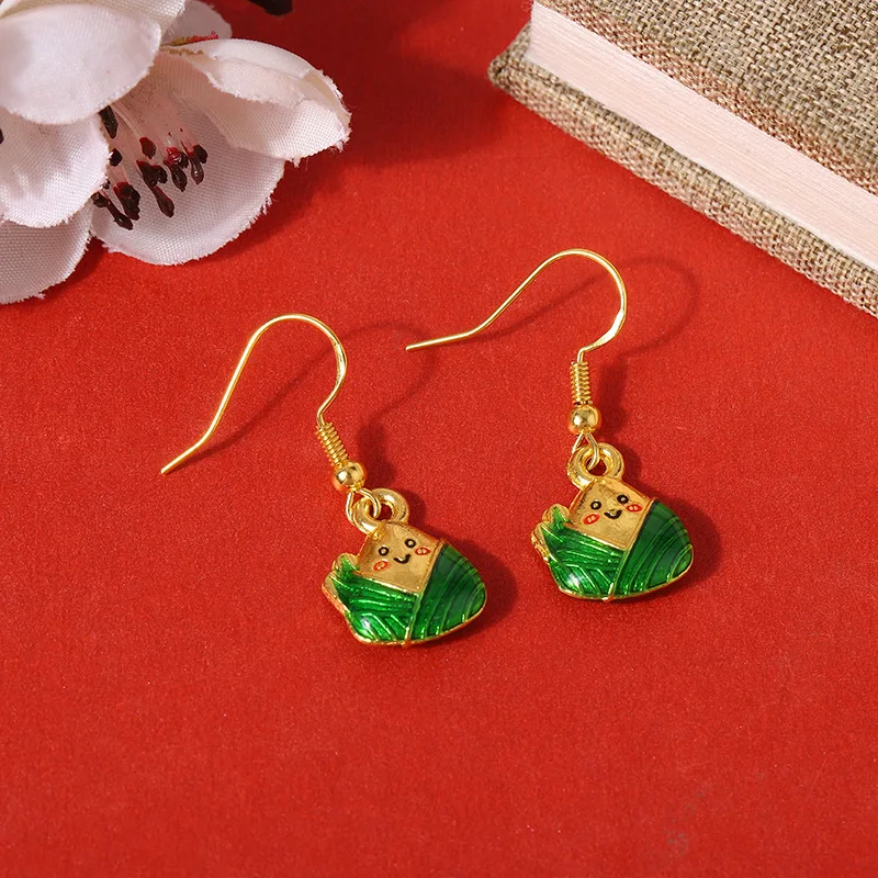 Zongzi Earrings2024New Trendy Earrings for Women, Unique Design, Ethnic Style, Elegant Earrings for Dragon Boat Festival