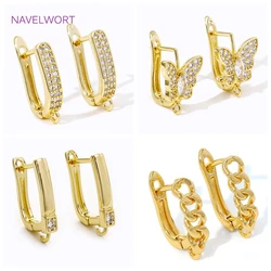 DIY Shvenzy Earwire Supplies 18K Gold Plated Earring Hooks Clasp Inlaid Zircon Ear Wire Fastener For Jewelry Making Accessories