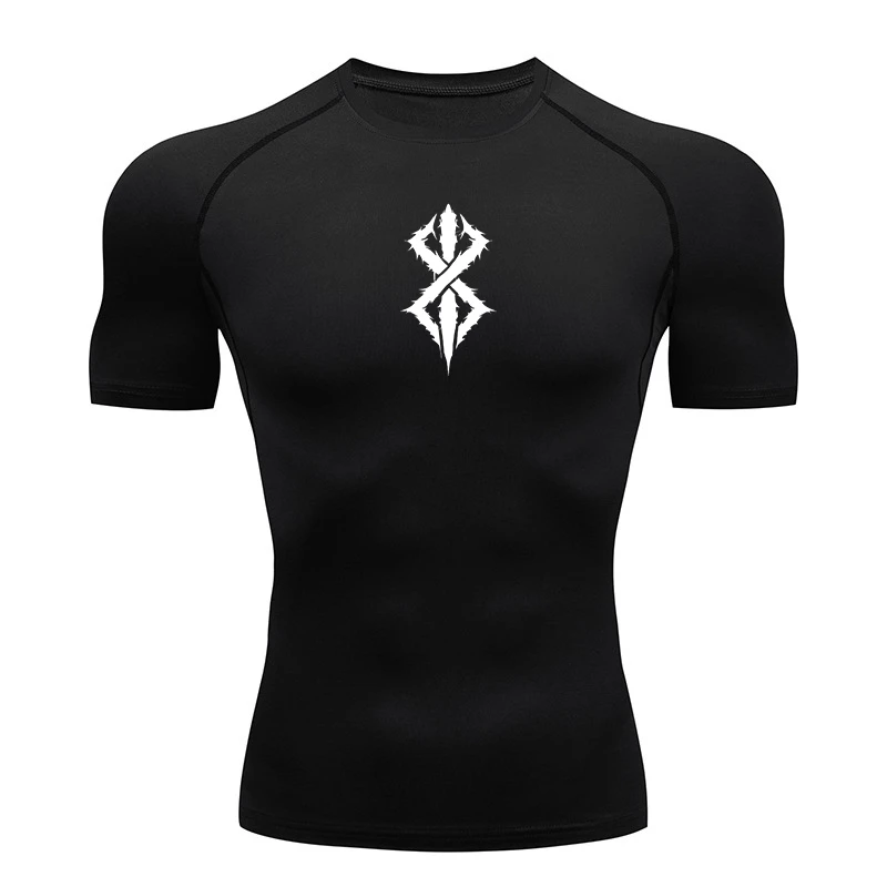 Graphic Compression Shirts for Men Gym Workout Running Rash Guard Undershirts Baselayers Athletic Quick Dry Tshirts Tees Tops