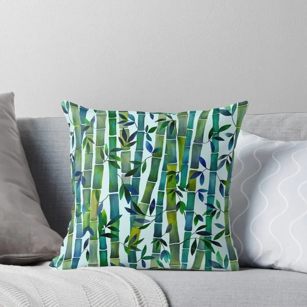 

watercolor bamboo forest Throw Pillow Plaid Sofa Decorative Cushion christmas supplies pillow
