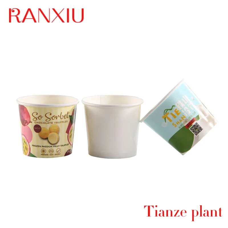 Custom 2023 new style sundae paper cup small disposable ice yogurt paper bowl with lid and spoon